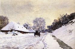 Claude Monet The Cart Snow-Covered Road at Honfleur oil painting picture